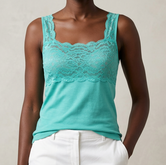 Makò Cotton Lace Straps Top