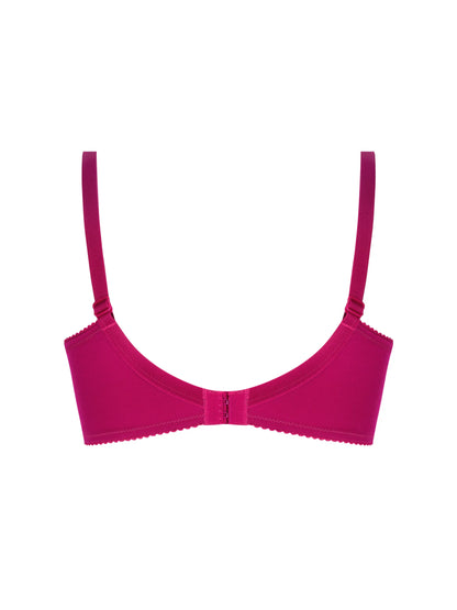 Pink bra on a white background