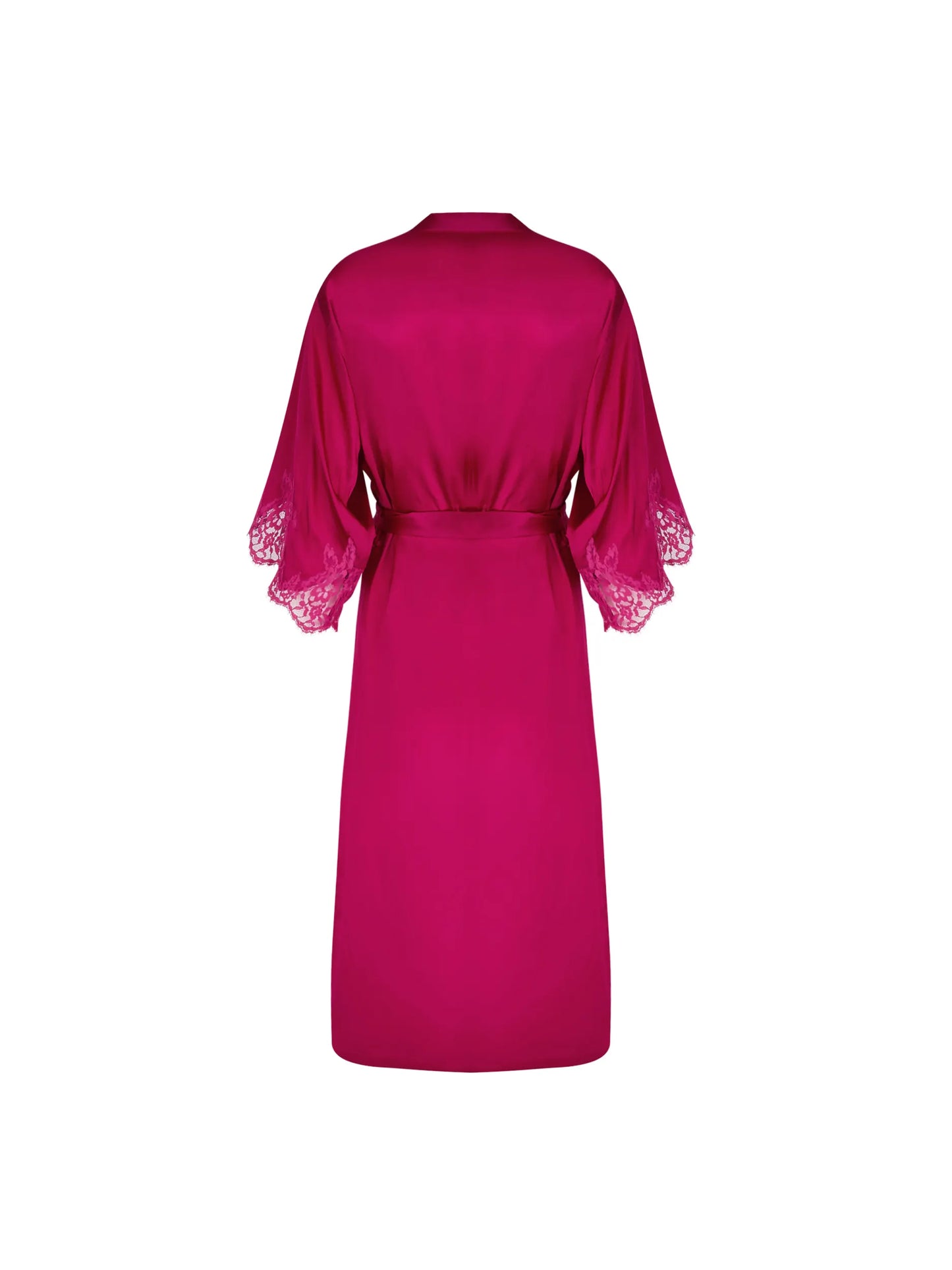 Pink robe with lace sleeves on a white background