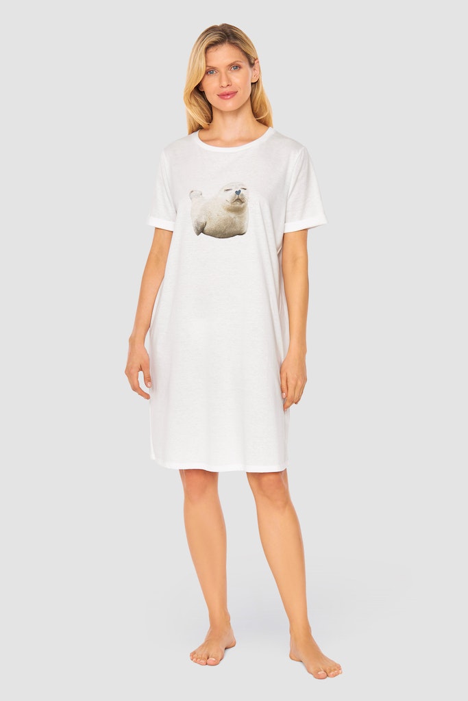 Model is wearing Be Happy Jersey Cotton Night Dress front picture