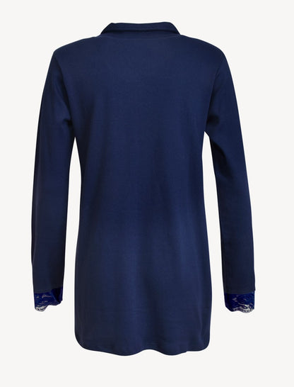 Navy blue two-piece cotton pajamas set by SIeLEI from Italy at DiModa Lingerie Toronto